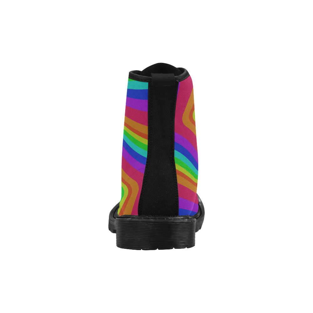 Rainbow star Martin Boots for Women (Black) (Model 1203H)
