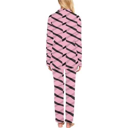 pink and white ziggy Women's Long Pajama Set