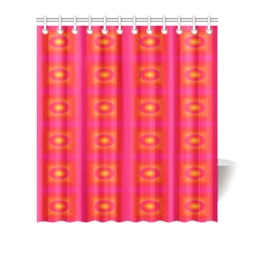 Pink yellow oval multiple squares Shower Curtain 66"x72"