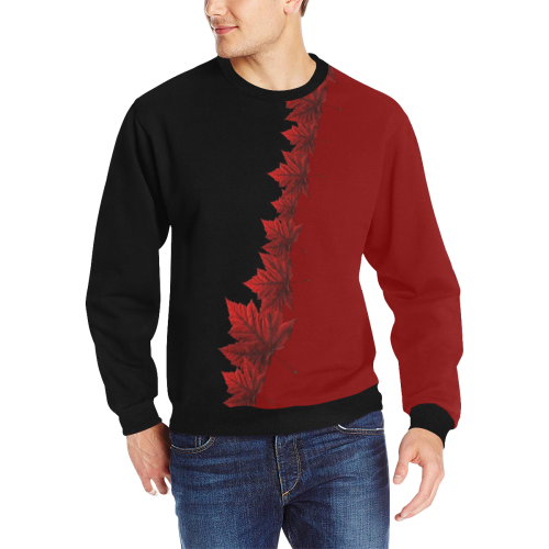Canada Maple Leaf Sweatshirts Men's Rib Cuff Crew Neck Sweatshirt (Model H34)