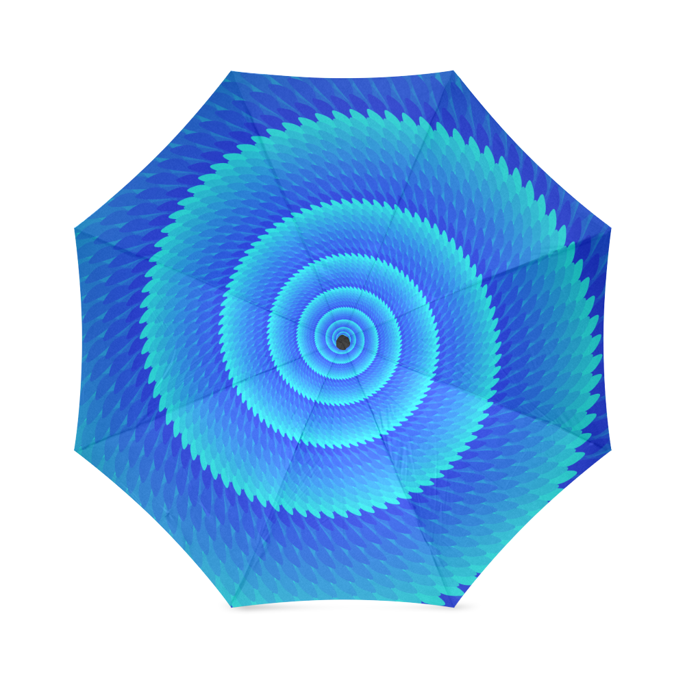 Blue spiral wave Foldable Umbrella (Model U01)