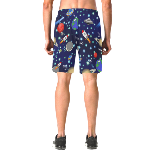 Galaxy Universe - Planets,Stars,Comets,Rockets Men's All Over Print Elastic Beach Shorts (Model L20)