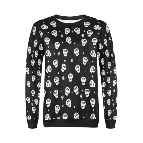 Star Skulls All Over Print Crewneck Sweatshirt for Women (Model H18)