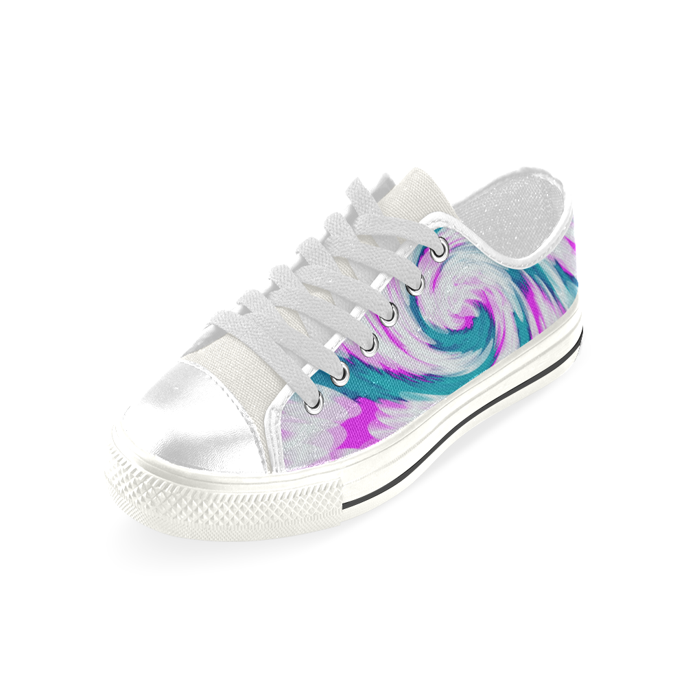 Turquoise Pink Tie Dye Swirl Abstract Men's Classic Canvas Shoes (Model 018)