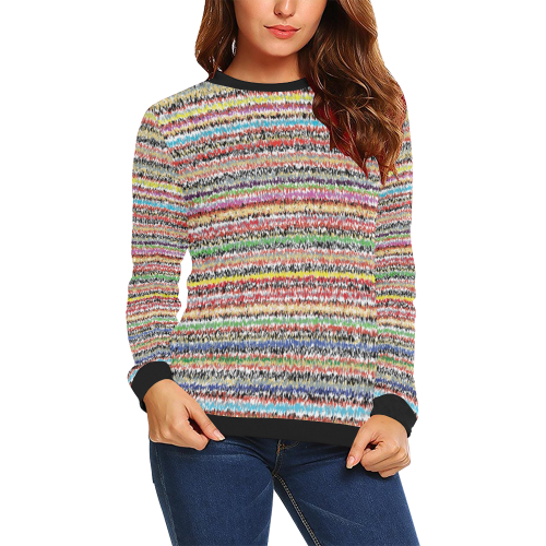 Patterns of colorful lines All Over Print Crewneck Sweatshirt for Women (Model H18)