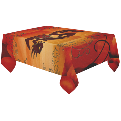 Tribal dragon  on vintage background Cotton Linen Tablecloth 60"x120"