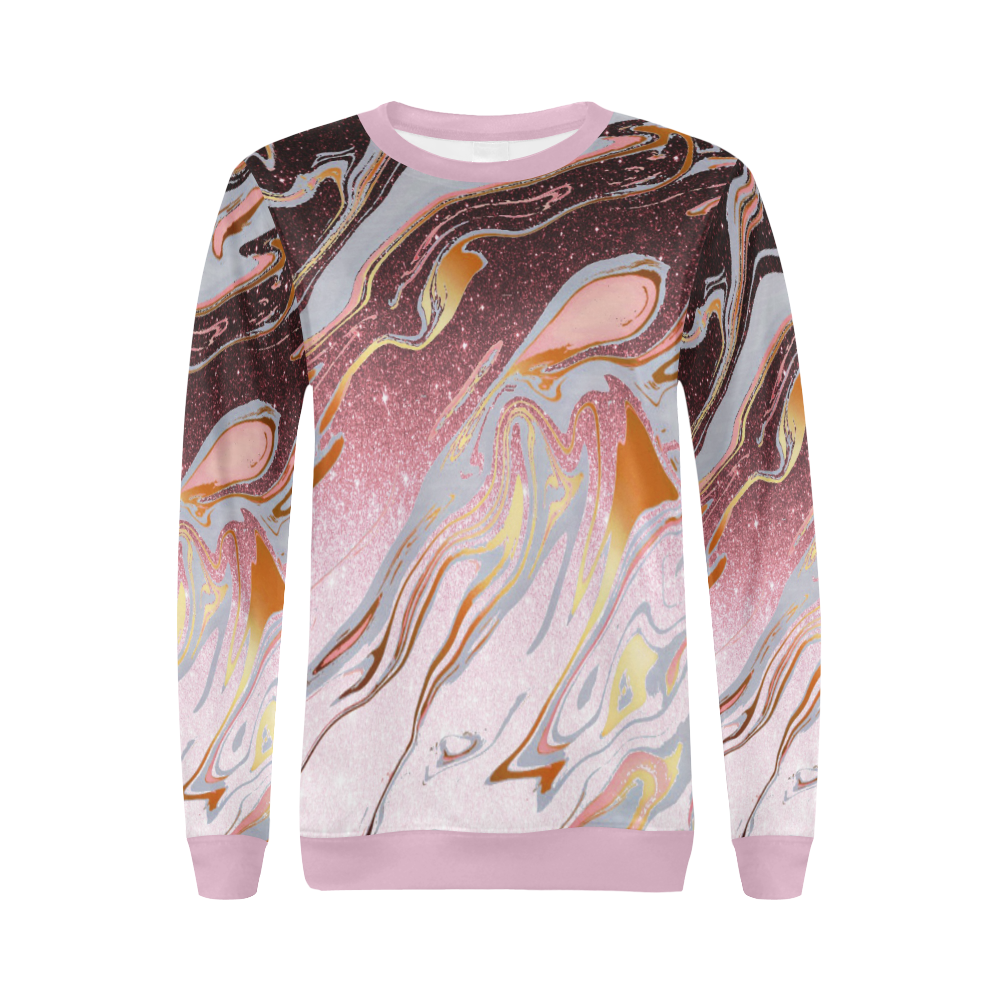 Rose gold glitter marble All Over Print Crewneck Sweatshirt for Women (Model H18)