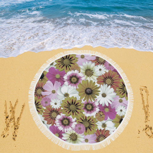 Spring Time Flowers 4 Circular Beach Shawl 59"x 59"