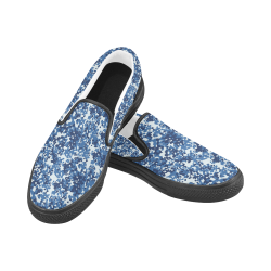 Digital Blue Camouflage Slip-on Canvas Shoes for Men/Large Size (Model 019)