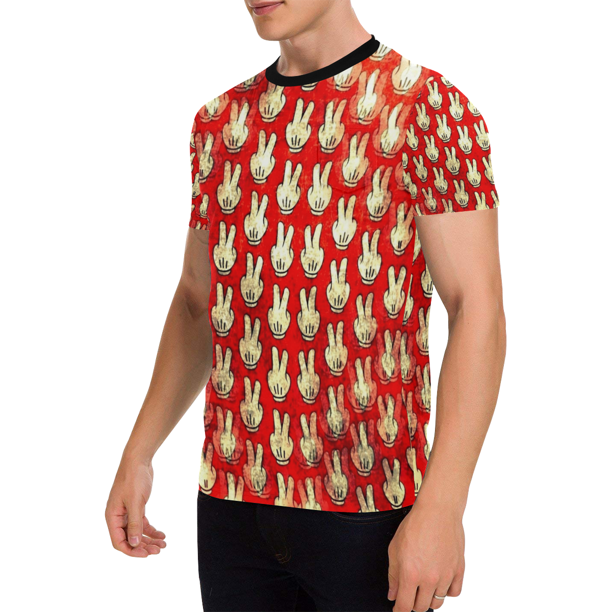 Hands Pattern by K.Merske Men's All Over Print T-Shirt with Chest Pocket (Model T56)