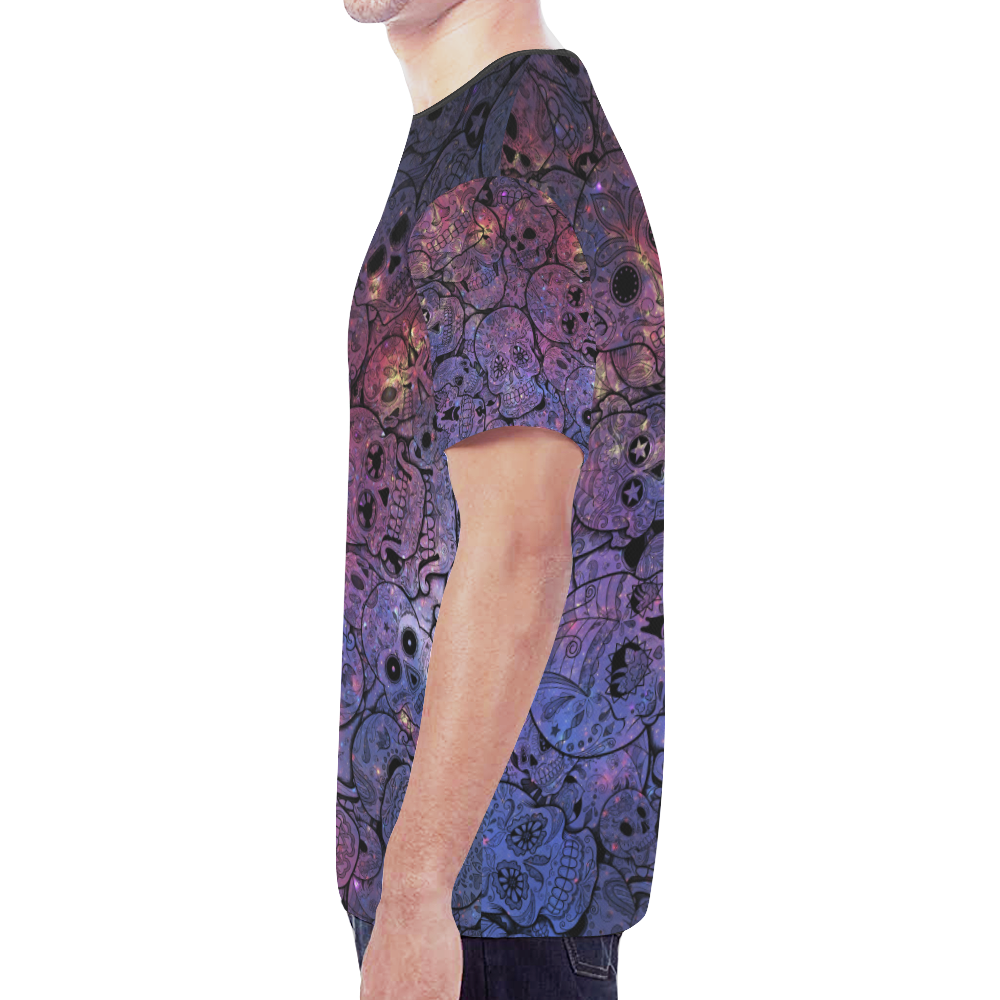 Cosmic Sugar Skulls New All Over Print T-shirt for Men/Large Size (Model T45)