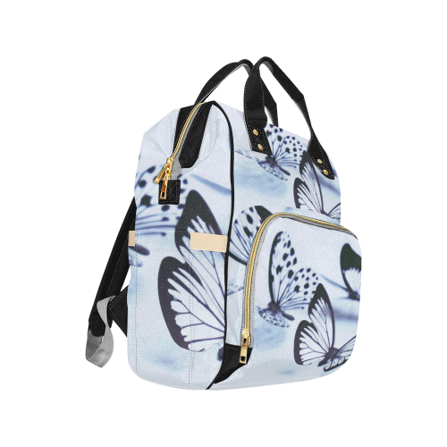 Blue Butterflies Multi-Function Diaper Backpack/Diaper Bag (Model 1688)