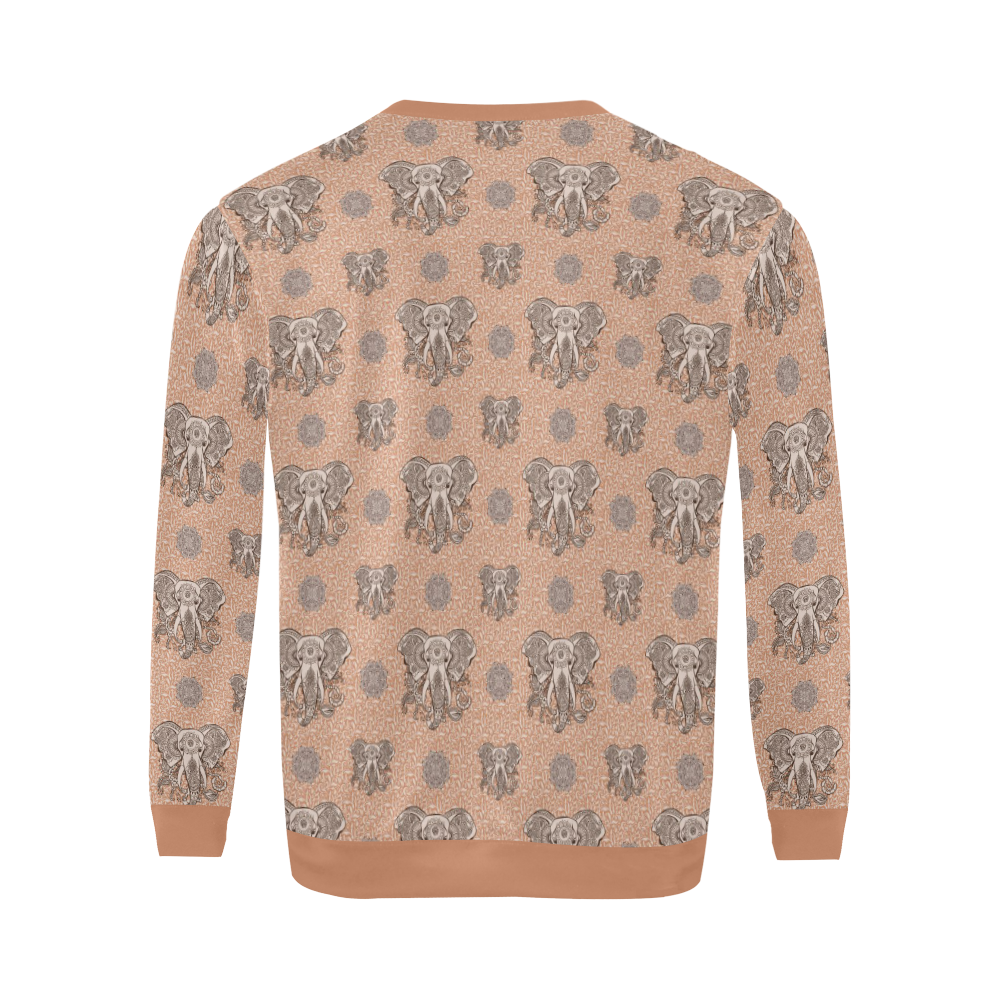 Ethnic Elephant Mandala Pattern All Over Print Crewneck Sweatshirt for Men (Model H18)