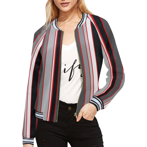 from black to grey All Over Print Bomber Jacket for Women (Model H21)