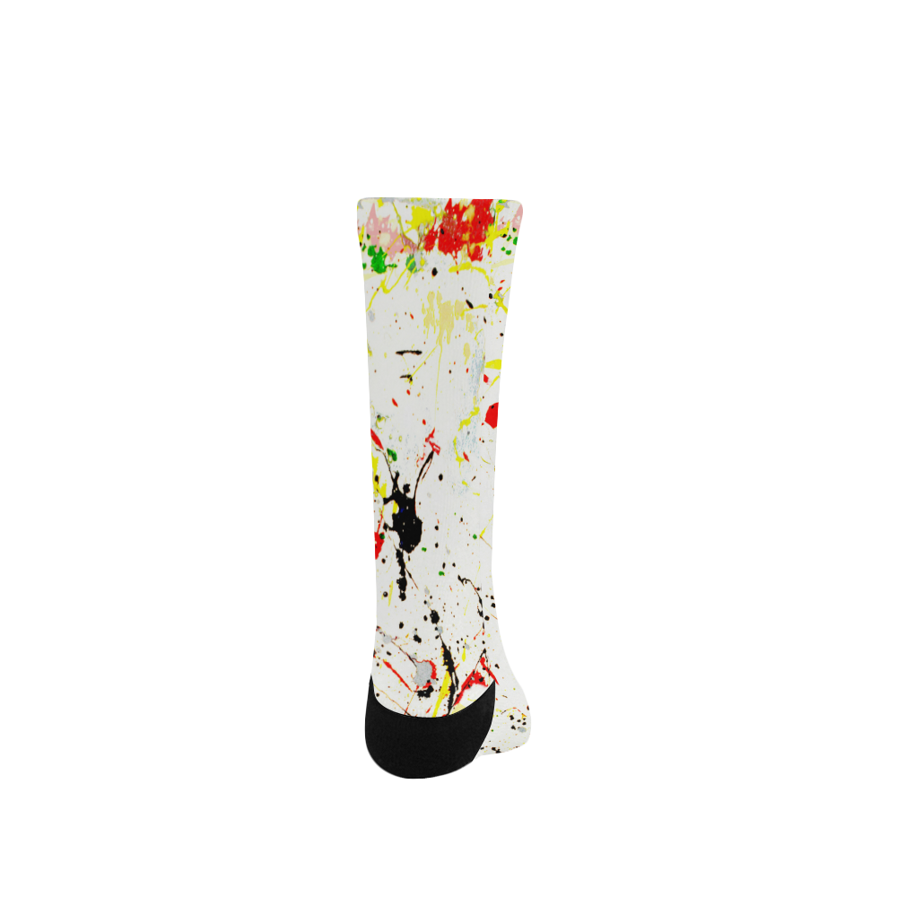 Yellow & Black Paint Splatter Custom Socks for Women