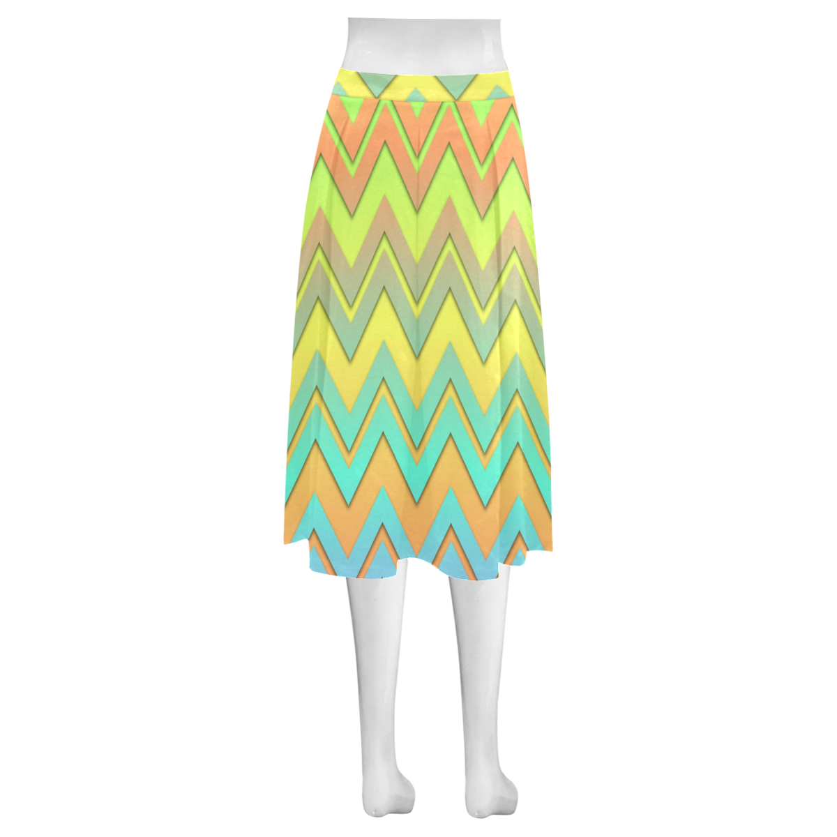 Summer Chevrons Mnemosyne Women's Crepe Skirt (Model D16)