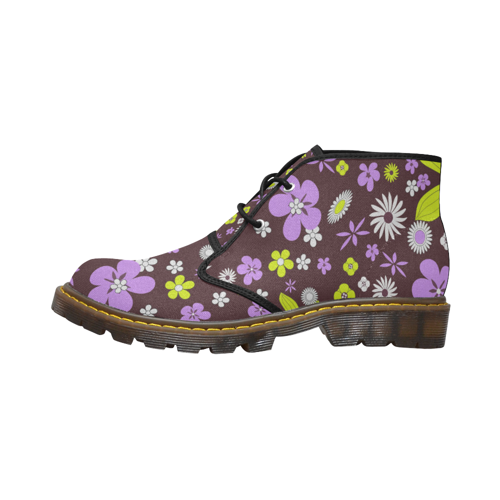 FLORAL DESIGN 4 Women's Canvas Chukka Boots/Large Size (Model 2402-1)