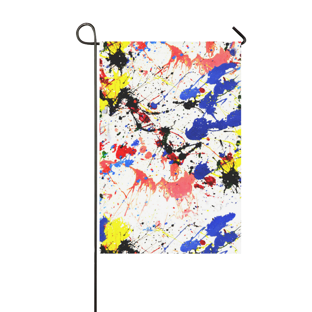 Blue and Red Paint Splatter Garden Flag 12‘’x18‘’（Without Flagpole）