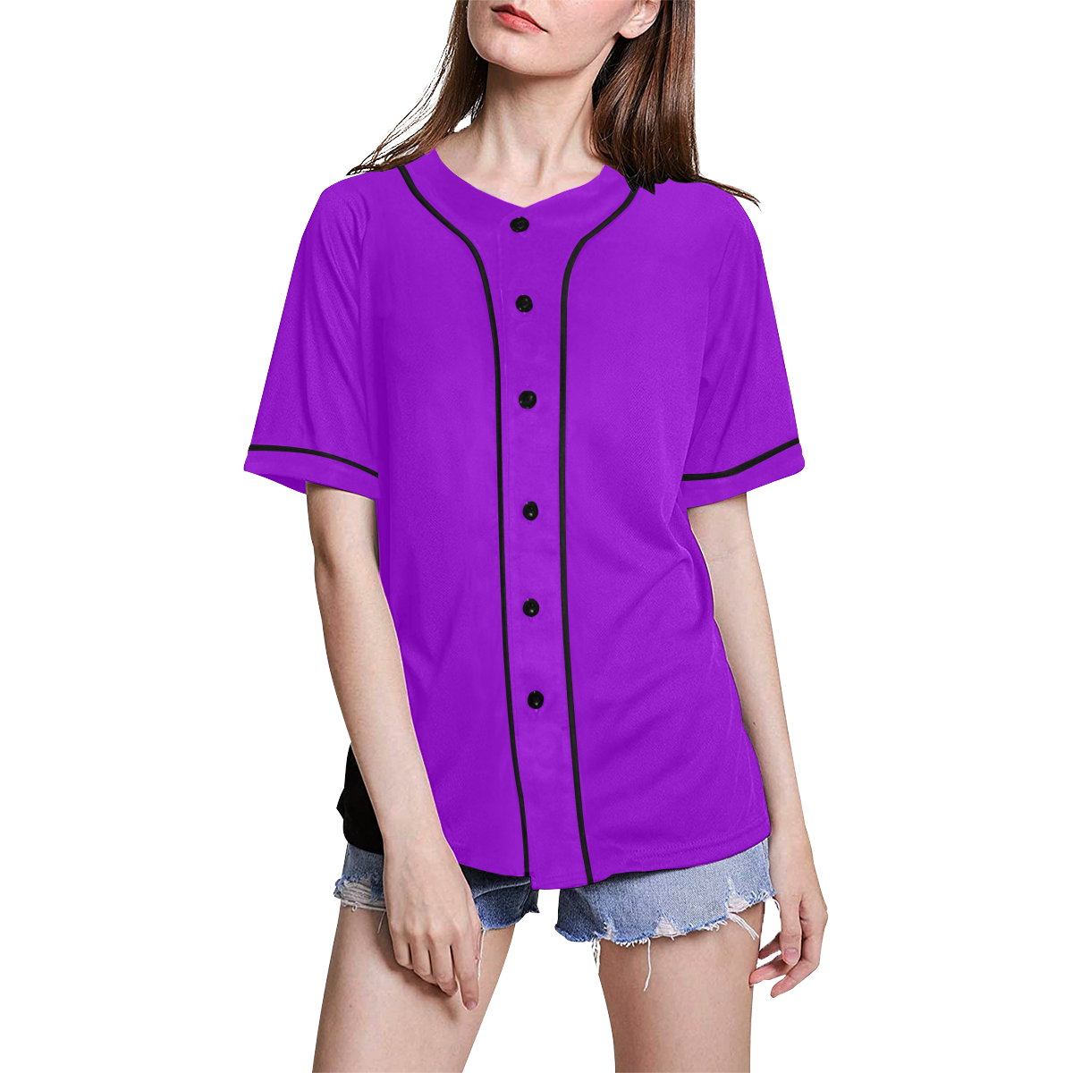 color dark violet All Over Print Baseball Jersey for Women (Model T50)