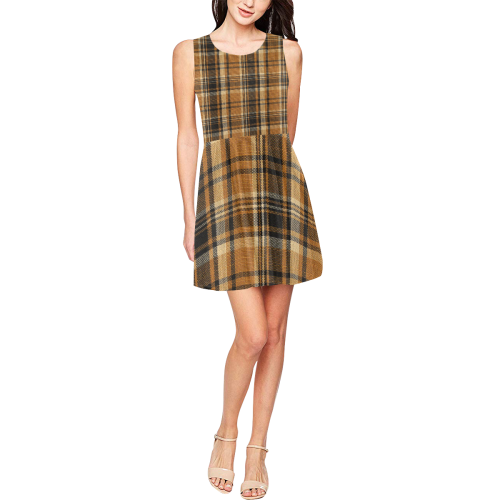 TARTAN DESIGN Thea Sleeveless Skater Dress(Model D19)