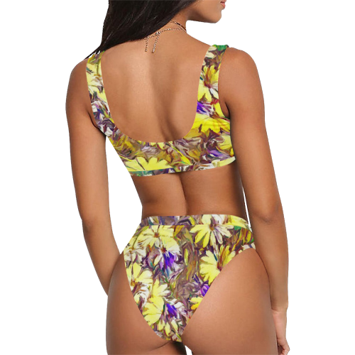 Floral ArtStudio 29B by JamColors Sport Top & High-Waisted Bikini Swimsuit (Model S07)