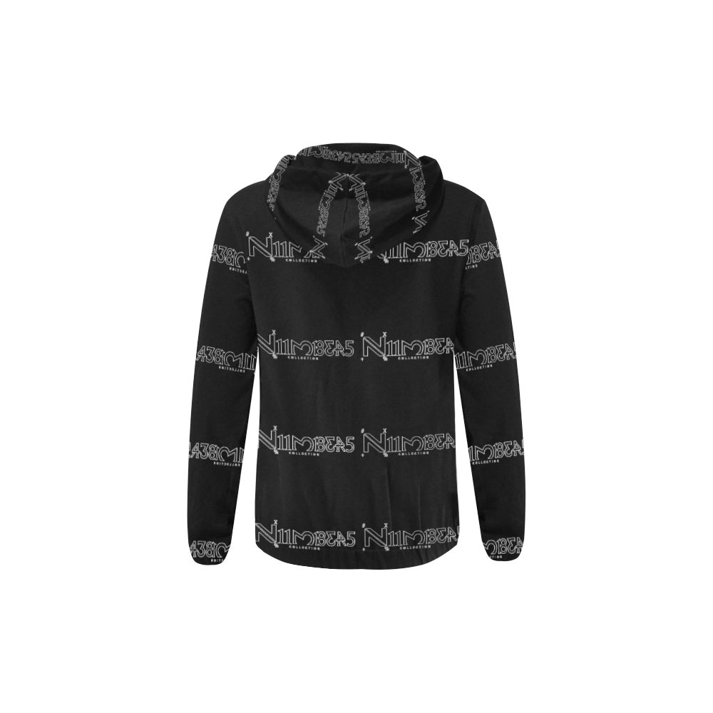 NUMBERS Collection All Over Black All Over Print Full Zip Hoodie for Kid (Model H14)