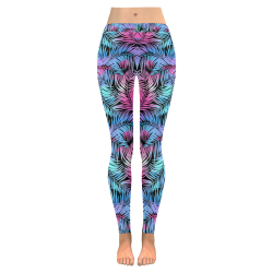Tropical Leaves Women's Low Rise Leggings (Invisible Stitch) (Model L05)
