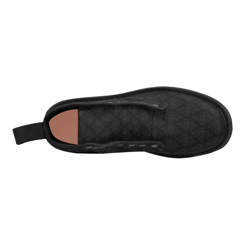 Black on Black Pattern Martin Boots for Women (Black) (Model 1203H)