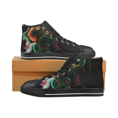 ink marble Women's Classic High Top Canvas Shoes (Model 017)