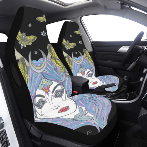 Goddess Sun Moon Earth Black Car Seat Cover Airbag Compatible (Set of 2)