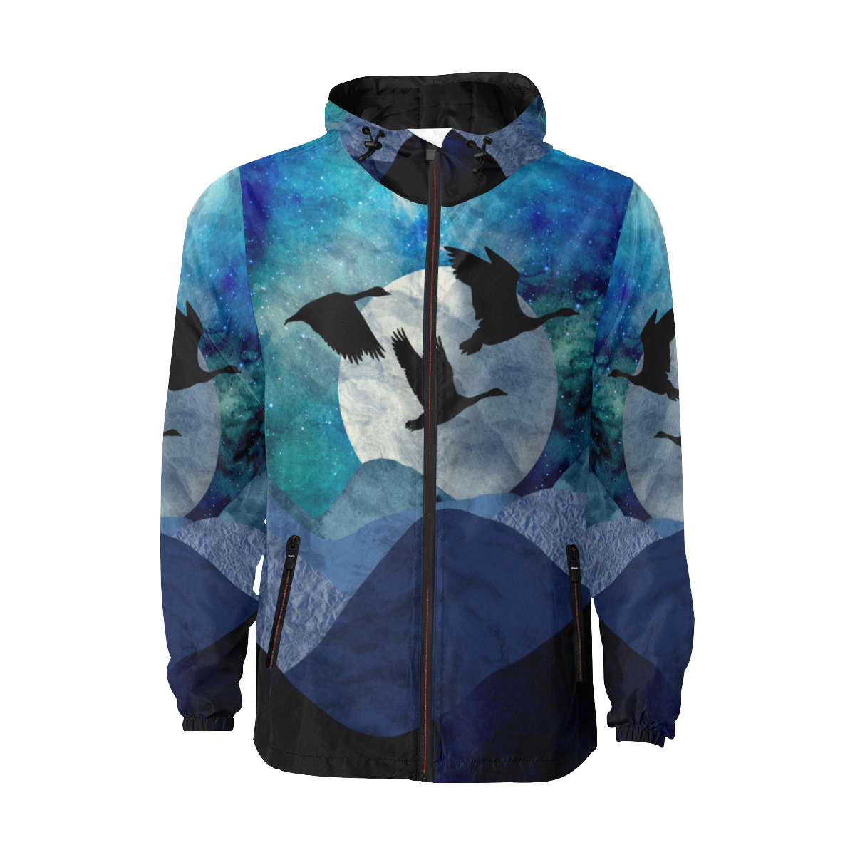 Night In The Mountains All Over Print Quilted Windbreaker for Men (Model H35)