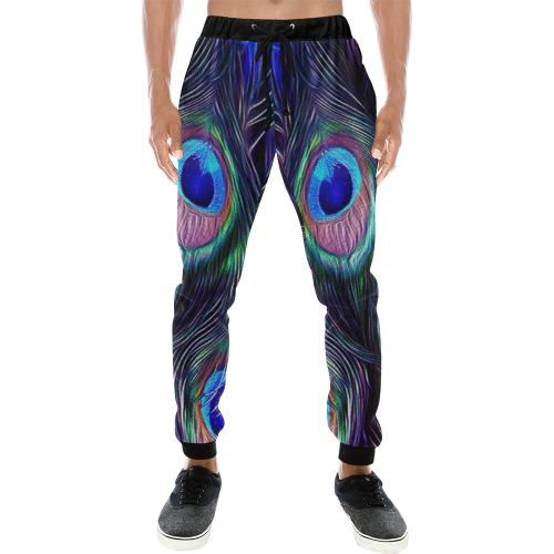 Peacock Feather Men's All Over Print Sweatpants/Large Size (Model L11)