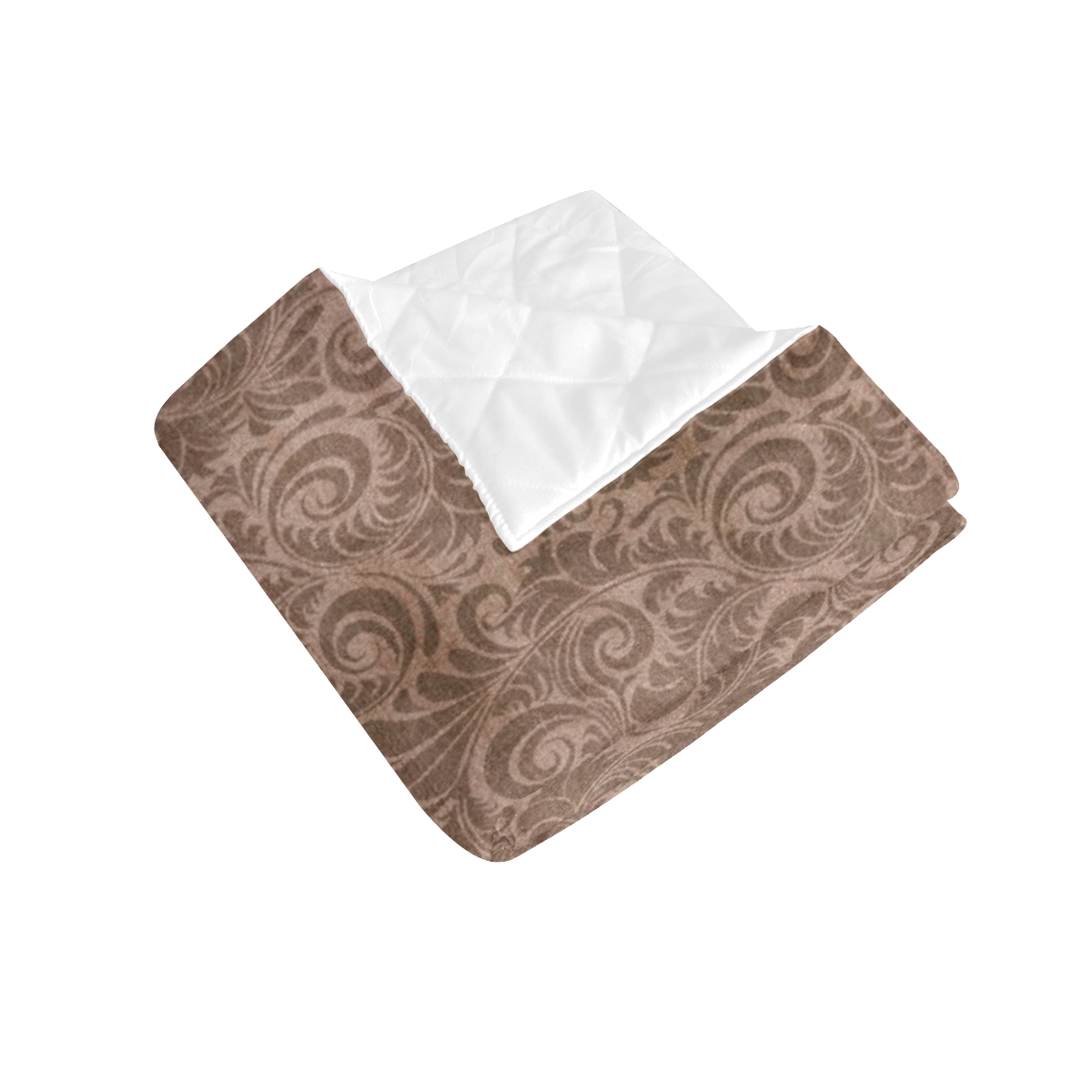 Denim with vintage floral pattern, beige brown Quilt 50"x60"