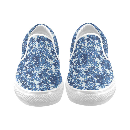 Digital Blue Camouflage Men's Unusual Slip-on Canvas Shoes (Model 019)