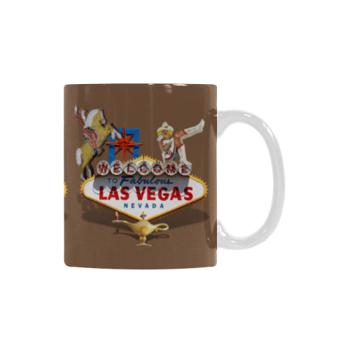 Las Vegas Welcome Sign on Brown Custom White Mug (11OZ)