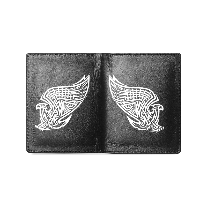 cartera de hombre de piel con diseño de aguila Men's Leather Wallet (Model 1612)