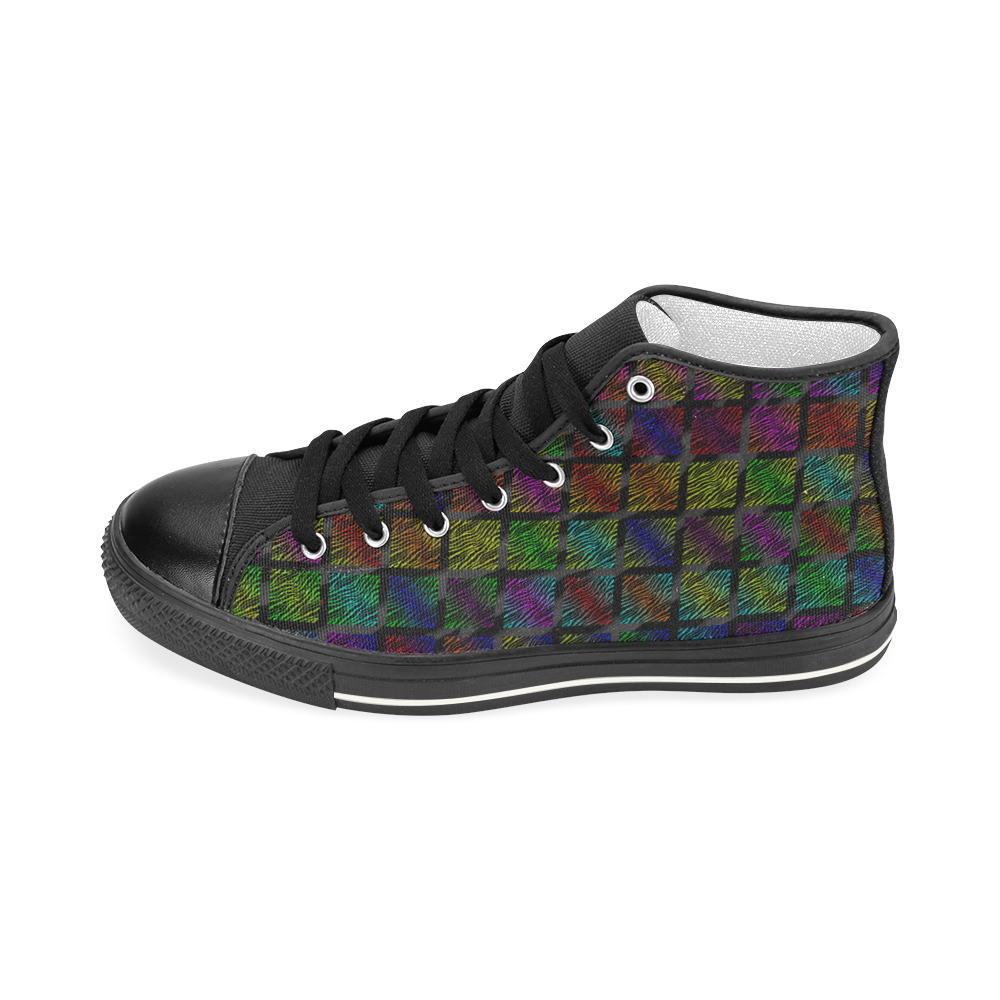 Ripped SpaceTime Stripes Collection Women's Classic High Top Canvas Shoes (Model 017)