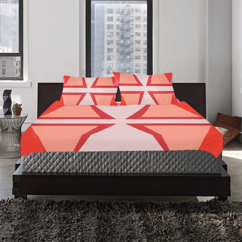 Shades of Red Patchwork 3-Piece Bedding Set