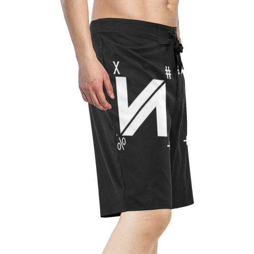 NUMBERS Collection N Black/White Men's All Over Print Board Shorts (Model L16)
