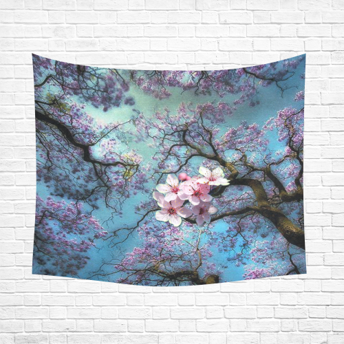 Cherry blossomL Cotton Linen Wall Tapestry 60"x 51"