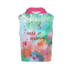 KEEP ON DREAMING - rainbow All Over Print Sleeveless Hoodie for Women (Model H15)