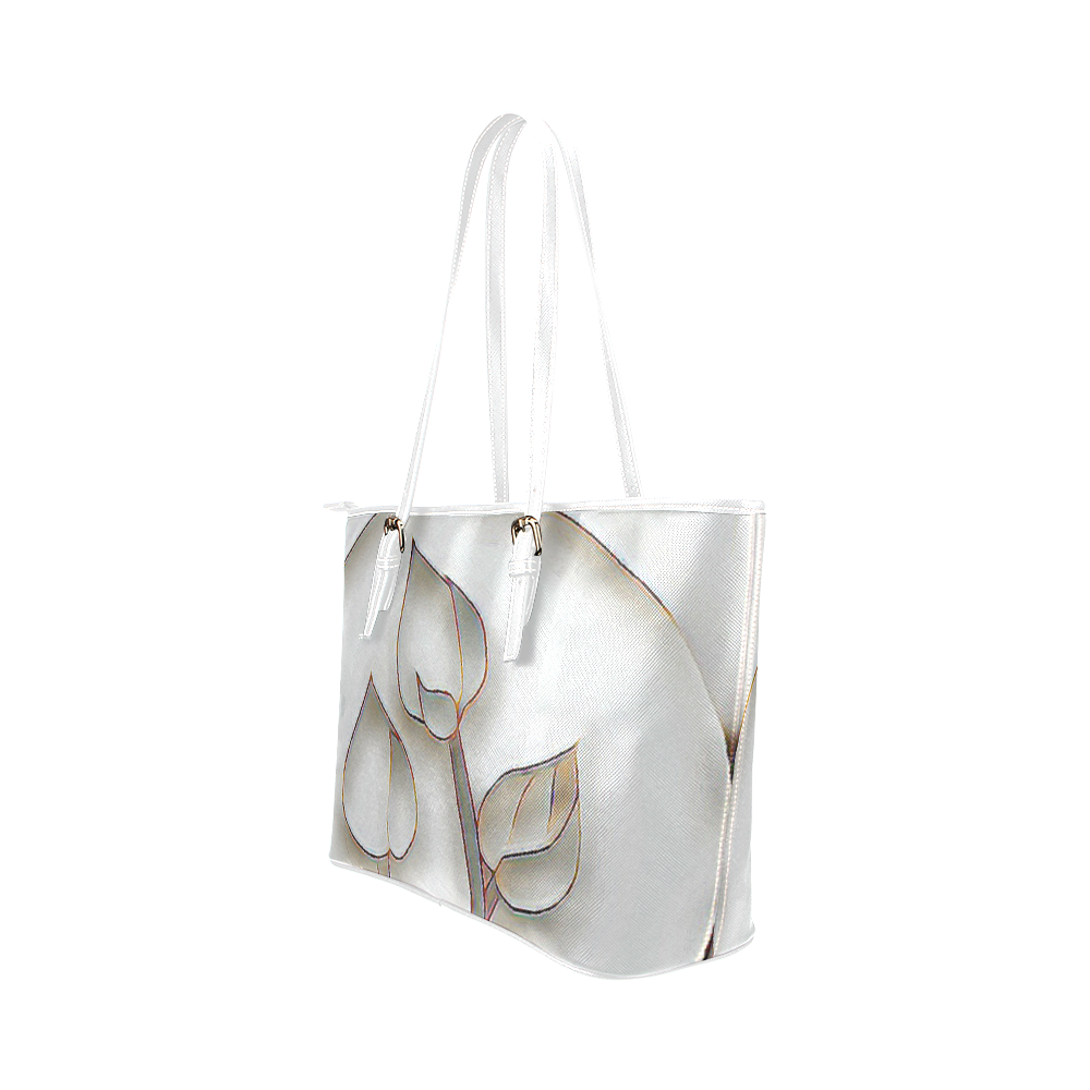 Silver Lotus Leather Tote Bag/Small (Model 1651)