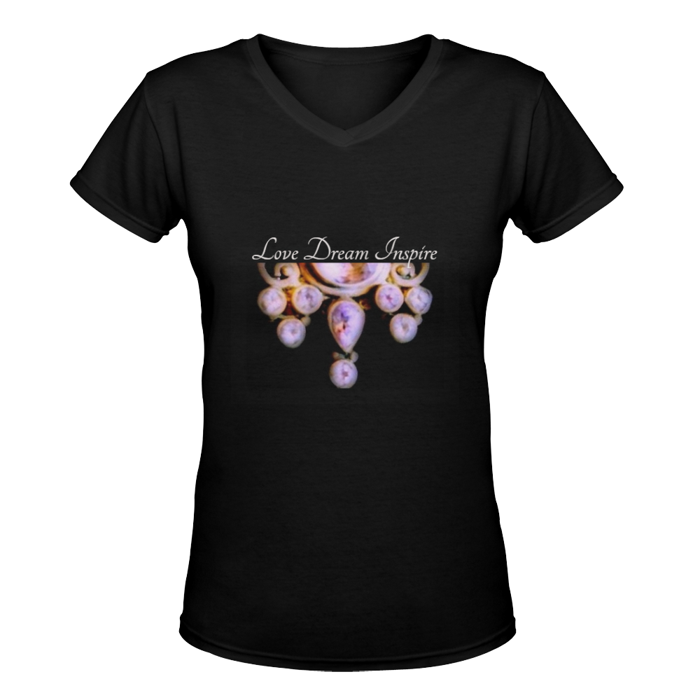 Amethyst Luster #LoveDreamInspireCo Women's Deep V-neck T-shirt (Model T19)