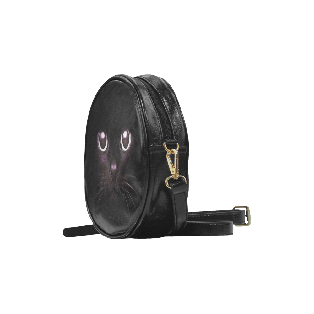 Black Cat Magic Wicca Darkstar Round Sling Bag (Model 1647)