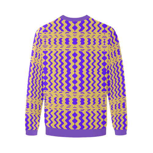 Purple Yellow Modern  Waves Lines Men's Oversized Fleece Crew Sweatshirt (Model H18)
