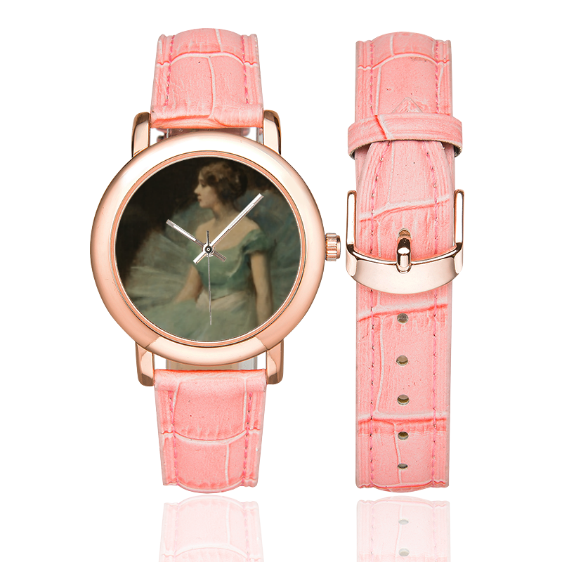 GIRL Women's Rose Gold Leather Strap Watch(Model 201)