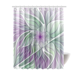 Flower Dream Abstract Purple Sea Green Floral Fractal Art Shower Curtain 69"x84"
