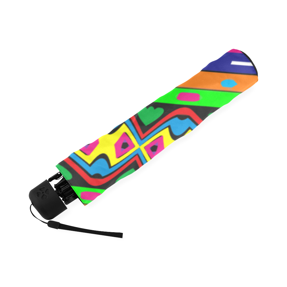 Distorted colorful shapes and stripes Foldable Umbrella (Model U01)