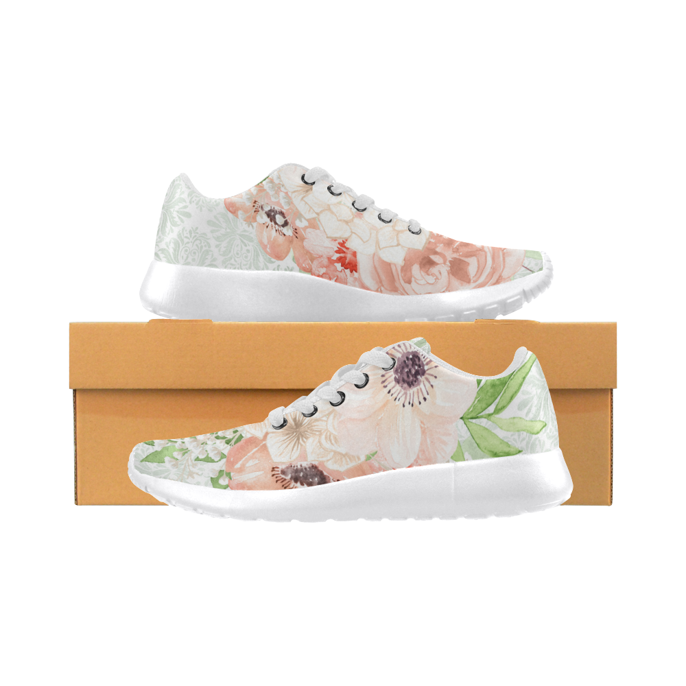 Watercolor Flowers Shoes, PEACH Dreams Flowers Women’s Running Shoes (Model 020)