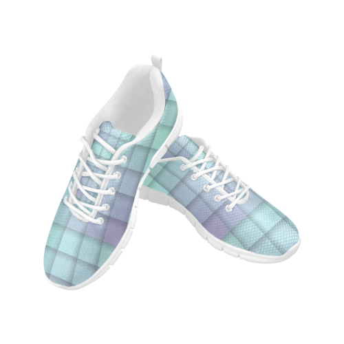 Glass Mosaic Mint Green and Violet Geometrical Women's Breathable Running Shoes (Model 055)